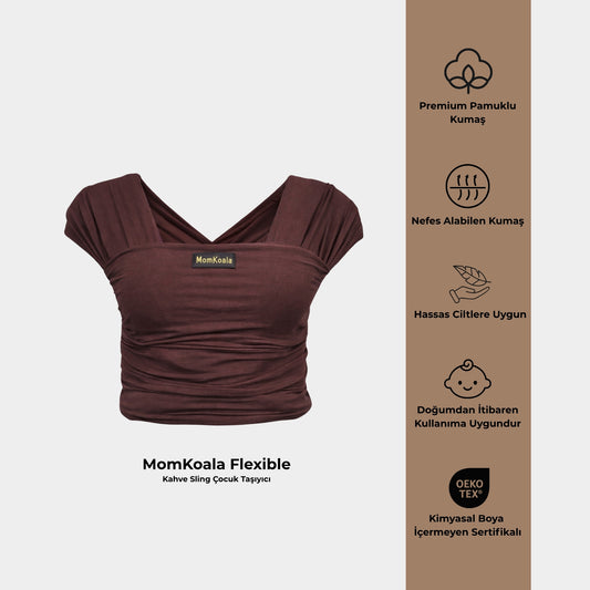 MomKoala Flexible - Kahverengi Wrap Sling Çocuk Taşıyıcı