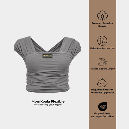 MomKoala Flexible - Gri Wrap Sling Çocuk Taşıyıcı