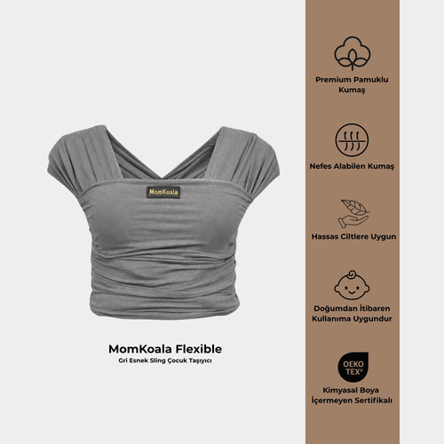 MomKoala Flexible - Gri Wrap Sling Çocuk Taşıyıcı