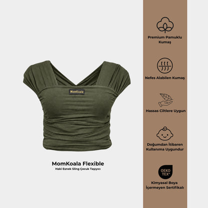 MomKoala Flexible - Haki Wrap Sling Çocuk Taşıyıcı