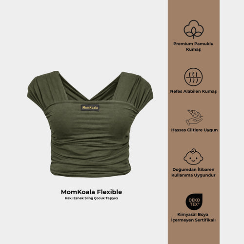 MomKoala Flexible - Haki Wrap Sling Çocuk Taşıyıcı