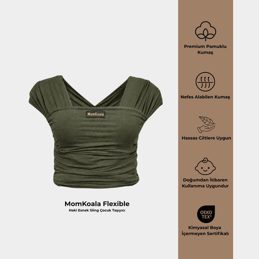MomKoala Flexible - Haki Wrap Sling Çocuk Taşıyıcı