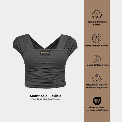 MomKoala Flexible - Füme Wrap Sling Çocuk Taşıyıcı