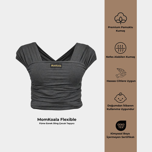 MomKoala Flexible - Füme Wrap Sling Çocuk Taşıyıcı