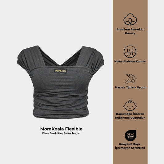 MomKoala Flexible - Füme Wrap Sling Çocuk Taşıyıcı