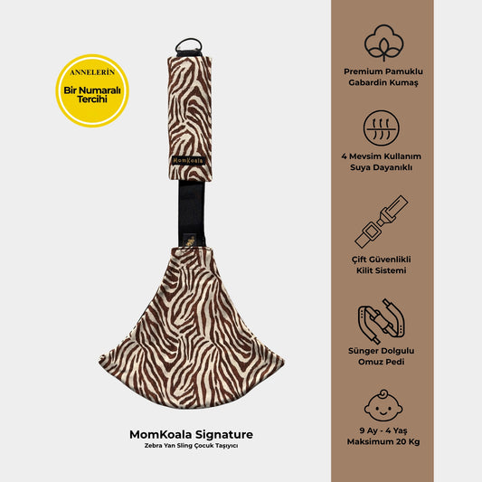 MomKoala Signature - Zebra Yan Sling Çocuk Taşıyıcı