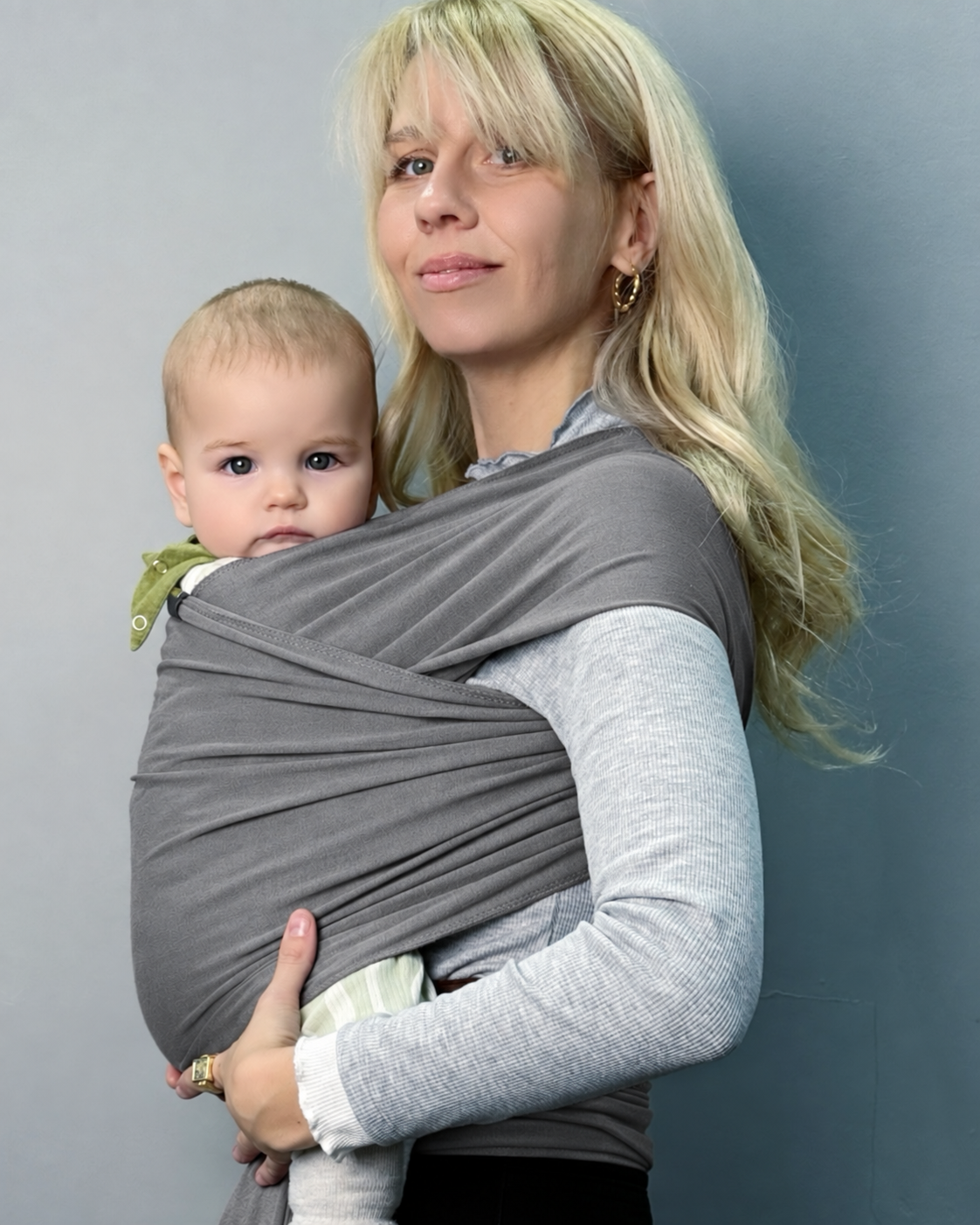 MomKoala Flexible - Gri Wrap Sling Çocuk Taşıyıcı