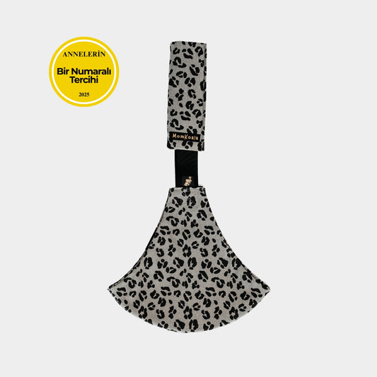 MomKoala Signature - Gri Leopar Yan Sling Çocuk Taşıyıcı