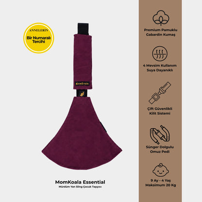 MomKoala Essential - Mürdüm Yan Sling Çocuk Taşıyıcı