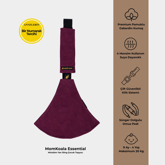 MomKoala Essential - Mürdüm Yan Sling Çocuk Taşıyıcı