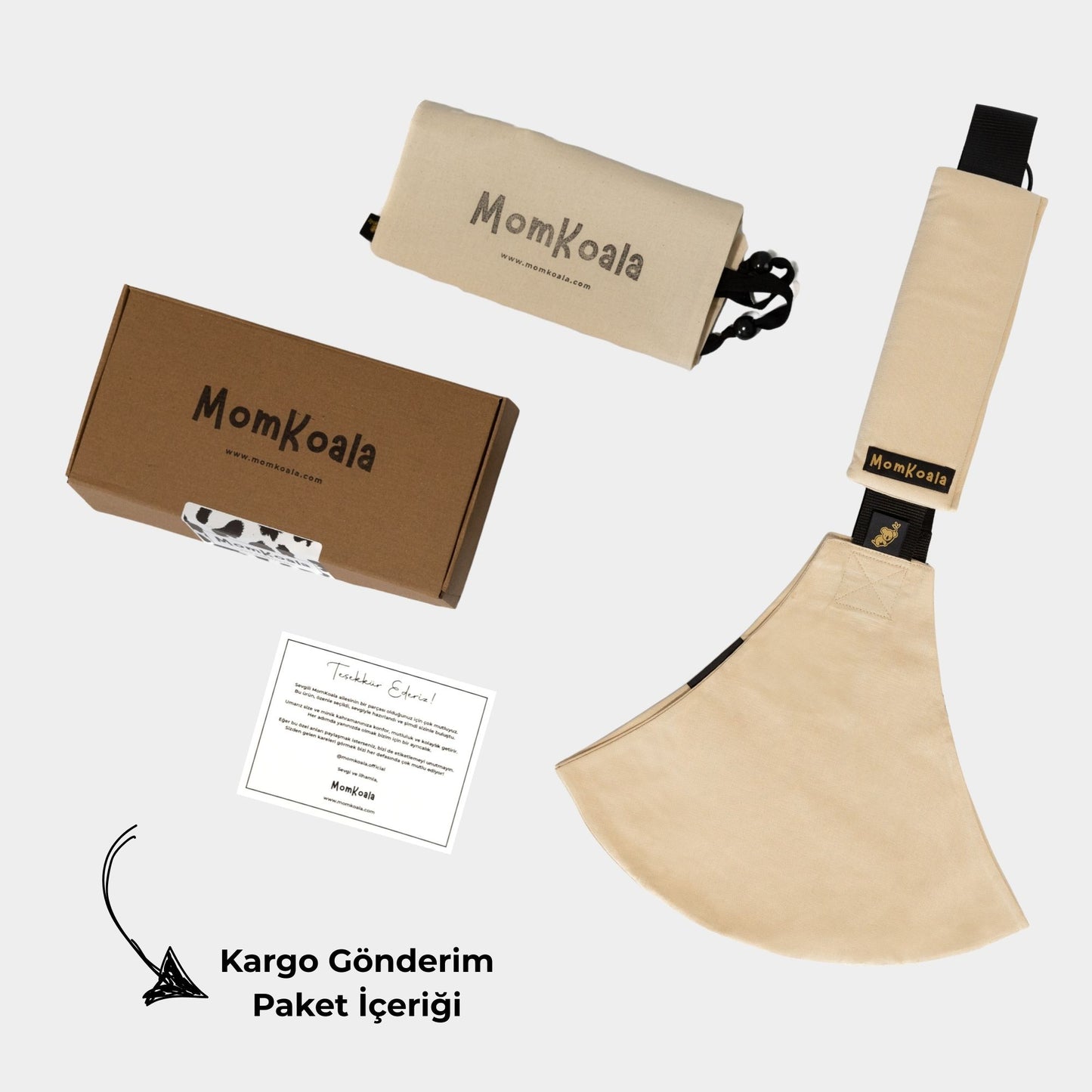 MomKoala Essential - Bej Yan Sling Çocuk Taşıyıcı