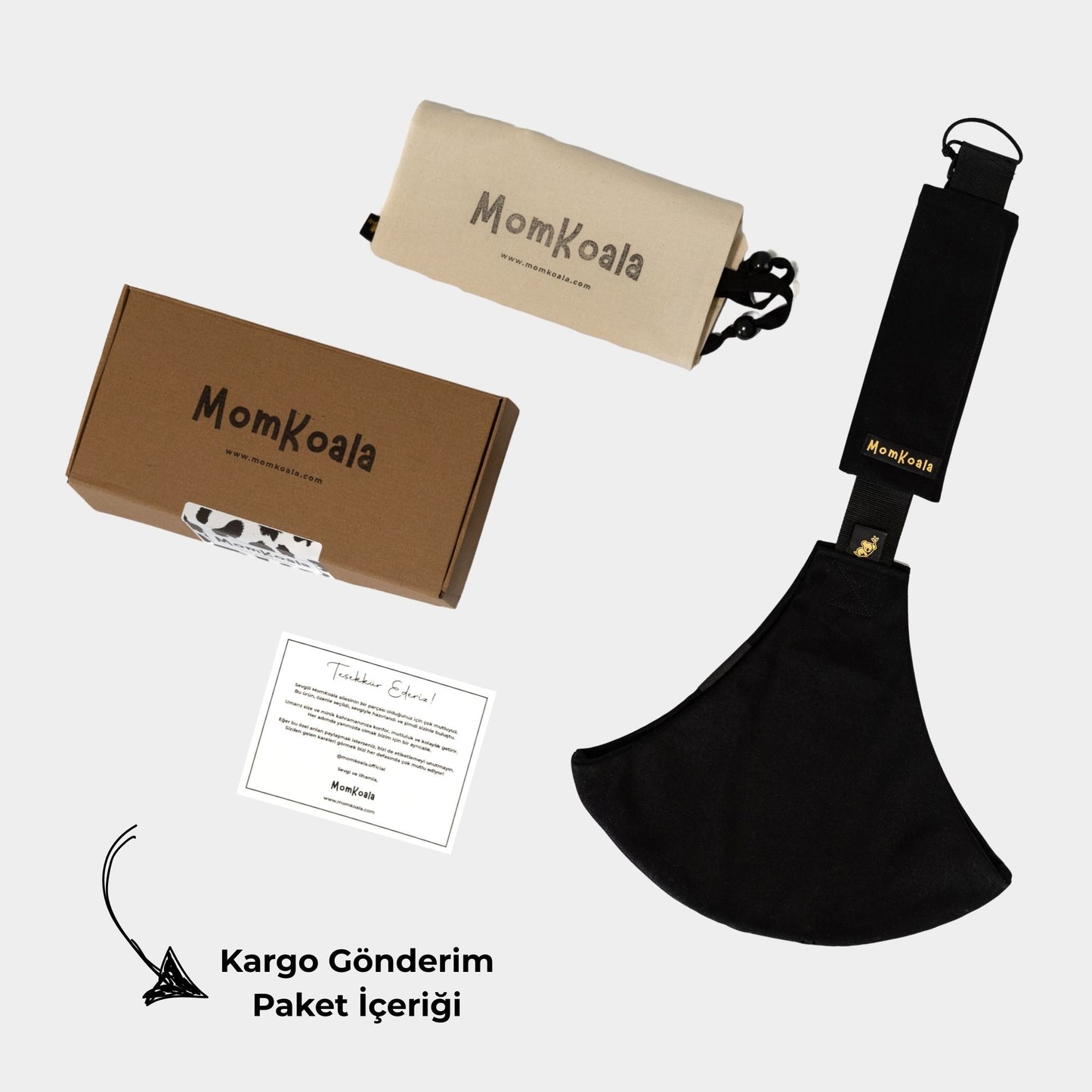 MomKoala Classic - Siyah Yan Sling Çocuk Taşıyıcı
