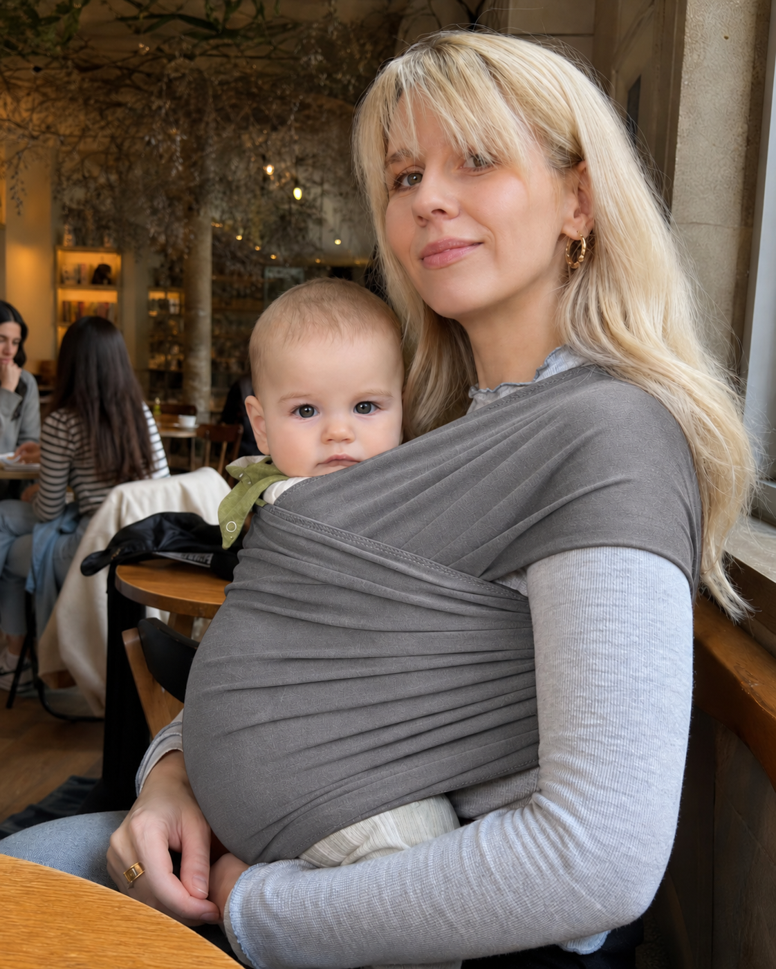 MomKoala Flexible - Gri Wrap Sling Çocuk Taşıyıcı