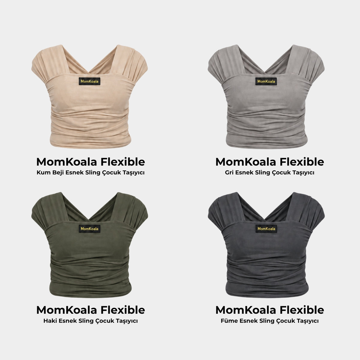 MomKoala Flexible - Gri Wrap Sling Çocuk Taşıyıcı